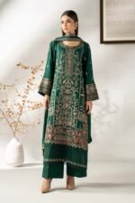 Maria B - 3pcs Dhanak Embroidered With Dhanak Emb Shawl - 837 - Image 2