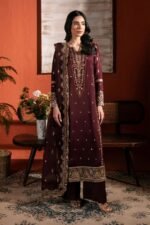 Asim Jofa - 3pcs Dhanak Embroidered With Dhanak Emb Shawl - 3200