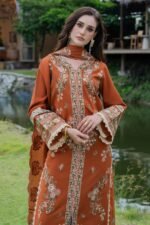 Batik - 3pcs Luxury Dhanak Embroidered With Emb Dhanak Shawl - 863 - Image 4