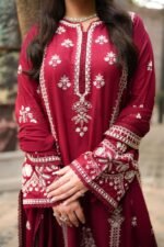 Aneela's - 3pcs Dhanak Embroidered With Dhanak Emb Shawl - 855 - Image 10