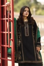Charizma - 3pcs Dhanak Emb With Ready To Wear Dhanak Shawl - 865 - Image 3