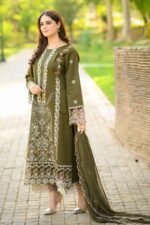 Libas - 3pcs Dhanak Embroidered With Dhanak Emb Shawl - 3542 - Image 2