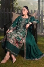 Maria B - 3pcs Dhanak Embroidered With Dhanak Emb Shawl - 837 - Image 5