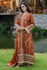 Batik - 3pcs Luxury Dhanak Embroidered With Emb Dhanak Shawl - 863 - Image 3