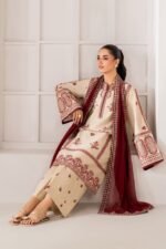 Xenia - 3pcs Dhanak Embroidered With Dhanak Emb Shawl - 3601 - Image 6