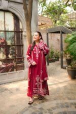 Aneela's - 3pcs Dhanak Embroidered With Dhanak Emb Shawl - 855