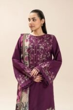 Beechtree - 3pcs Dhanak Embroidered With Wool Printed Shawl - 840 - Image 2