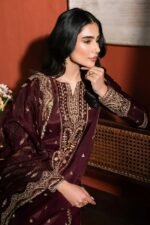 Asim Jofa - 3pcs Dhanak Embroidered With Dhanak Emb Shawl - 3200 - Image 3