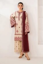 Xenia - 3pcs Dhanak Embroidered With Dhanak Emb Shawl - 3601 - Image 2