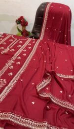 Aneela's - 3pcs Dhanak Embroidered With Dhanak Emb Shawl - 855 - Image 3
