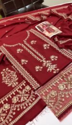 Aneela's - 3pcs Dhanak Embroidered With Dhanak Emb Shawl - 855 - Image 5