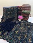 Velvet Printed Winter Shawl 2.5 Yards – Article# 01/Blue