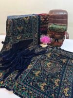 Velvet Printed Winter Shawl 2.5 Yards – Article# 01/Blue