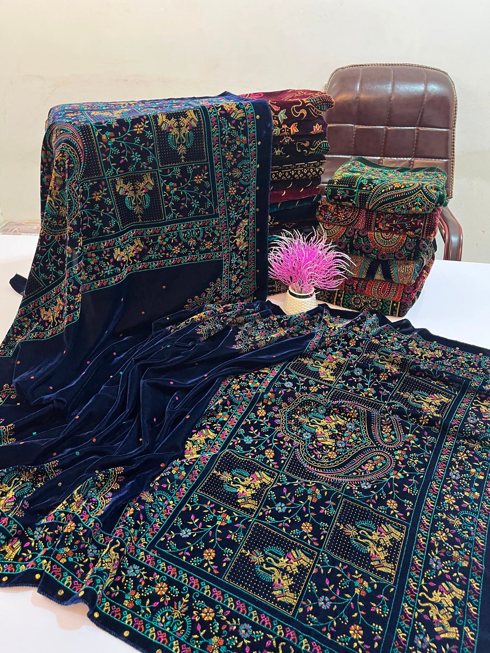WhatsApp Image 2026-09-28 at 2.48.54 AM Velvet Printed Winter Shawl 2.5 Yards – Article# 01/Blue - Image 1