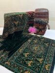 Velvet Printed Winter Shawl 2.5 Yards – Article# 01/Green