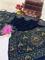 Velvet Printed Winter Shawl 2.5 Yards – Article# 01/Blue - Image 4