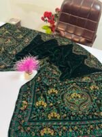 Velvet Printed Winter Shawl 2.5 Yards – Article# 01/Green - Image 4