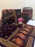 Velvet Printed Winter Shawl 2.5 Yards – Article# 09/Purple