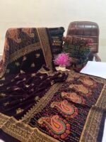Velvet Printed Winter Shawl 2.5 Yards – Article# 09/Purple