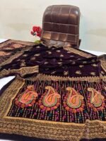 Velvet Printed Winter Shawl 2.5 Yards – Article# 09/Purple - Image 3