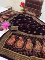 Velvet Printed Winter Shawl 2.5 Yards – Article# 09/Purple - Image 4