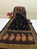 Velvet Printed Winter Shawl 2.5 Yards – Article# 09/Black - Image 2