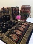 Velvet Printed Winter Shawl 2.5 Yards – Article# 09/Black