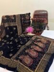 Velvet Printed Winter Shawl 2.5 Yards – Article# 09/Blue