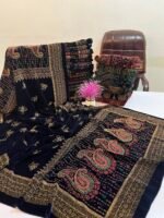 Velvet Printed Winter Shawl 2.5 Yards – Article# 09/Blue
