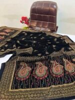 Velvet Printed Winter Shawl 2.5 Yards – Article# 09/Black - Image 3