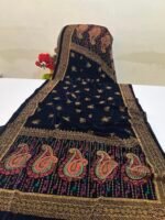 Velvet Printed Winter Shawl 2.5 Yards – Article# 09/Blue - Image 2