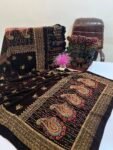 Velvet Printed Winter Shawl 2.5 Yards – Article# 09/Brown