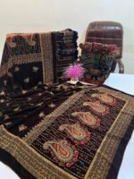 Velvet Printed Winter Shawl 2.5 Yards – Article# 09/Brown