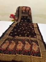 Velvet Printed Winter Shawl 2.5 Yards – Article# 09/Brown - Image 2