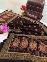 Velvet Printed Winter Shawl 2.5 Yards – Article# 09/Brown - Image 4