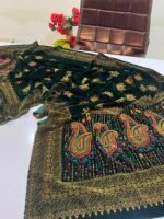 Velvet Printed Winter Shawl 2.5 Yards – Article# 09/Green - Image 3
