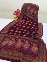 Velvet Printed Winter Shawl 2.5 Yards – Article# 09/Maroon - Image 2