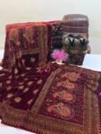 Velvet Printed Winter Shawl 2.5 Yards – Article# 09/Maroon