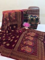 Velvet Printed Winter Shawl 2.5 Yards – Article# 09/Maroon