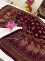 Velvet Printed Winter Shawl 2.5 Yards – Article# 09/Maroon - Image 4