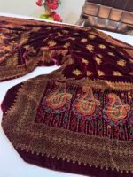 Velvet Printed Winter Shawl 2.5 Yards – Article# 09/Maroon - Image 3