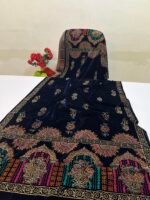 Velvet Printed Winter Shawl 2.5 Yards – Article# 08/Blue - Image 2
