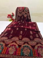 Velvet Printed Winter Shawl 2.5 Yards – Article# 08/Maroon - Image 2