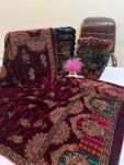 Velvet Printed Winter Shawl 2.5 Yards – Article# 08/Maroon