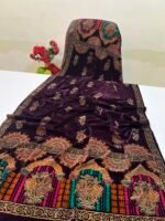 Velvet Printed Winter Shawl 2.5 Yards – Article# 08/Purple - Image 2