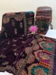 Velvet Printed Winter Shawl 2.5 Yards – Article# 08/Purple