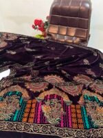 Velvet Printed Winter Shawl 2.5 Yards – Article# 08/Purple - Image 3