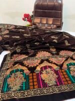 Velvet Printed Winter Shawl 2.5 Yards – Article# 08/Brown - Image 3
