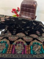 Velvet Printed Winter Shawl 2.5 Yards – Article# 08/Black - Image 3