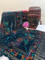 Velvet Printed Winter Shawl 2.5 Yards – Article# 07/Zinc